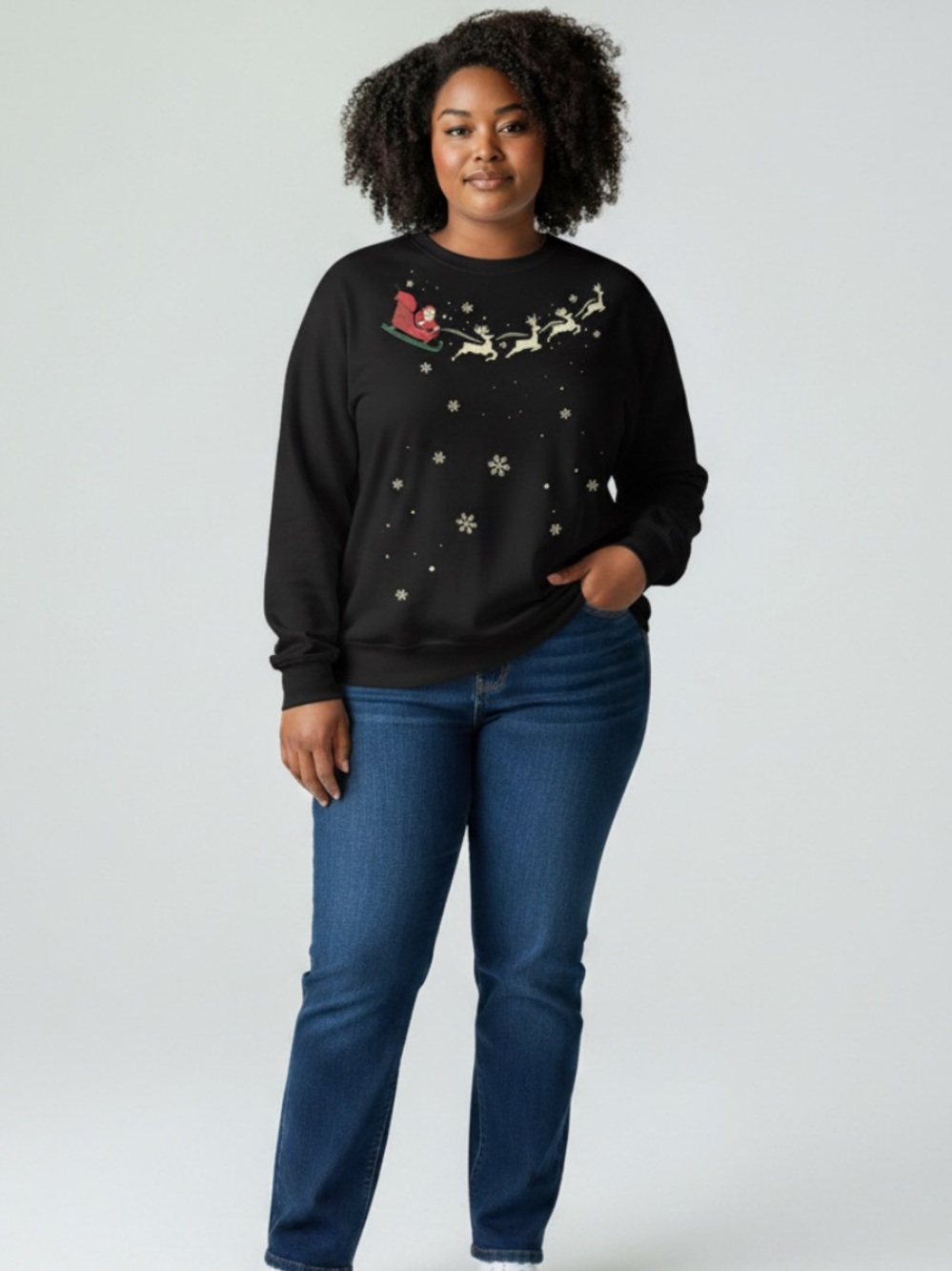 Rockin Around Santa Sleigh & Reindeer Holiday Sweatshirt